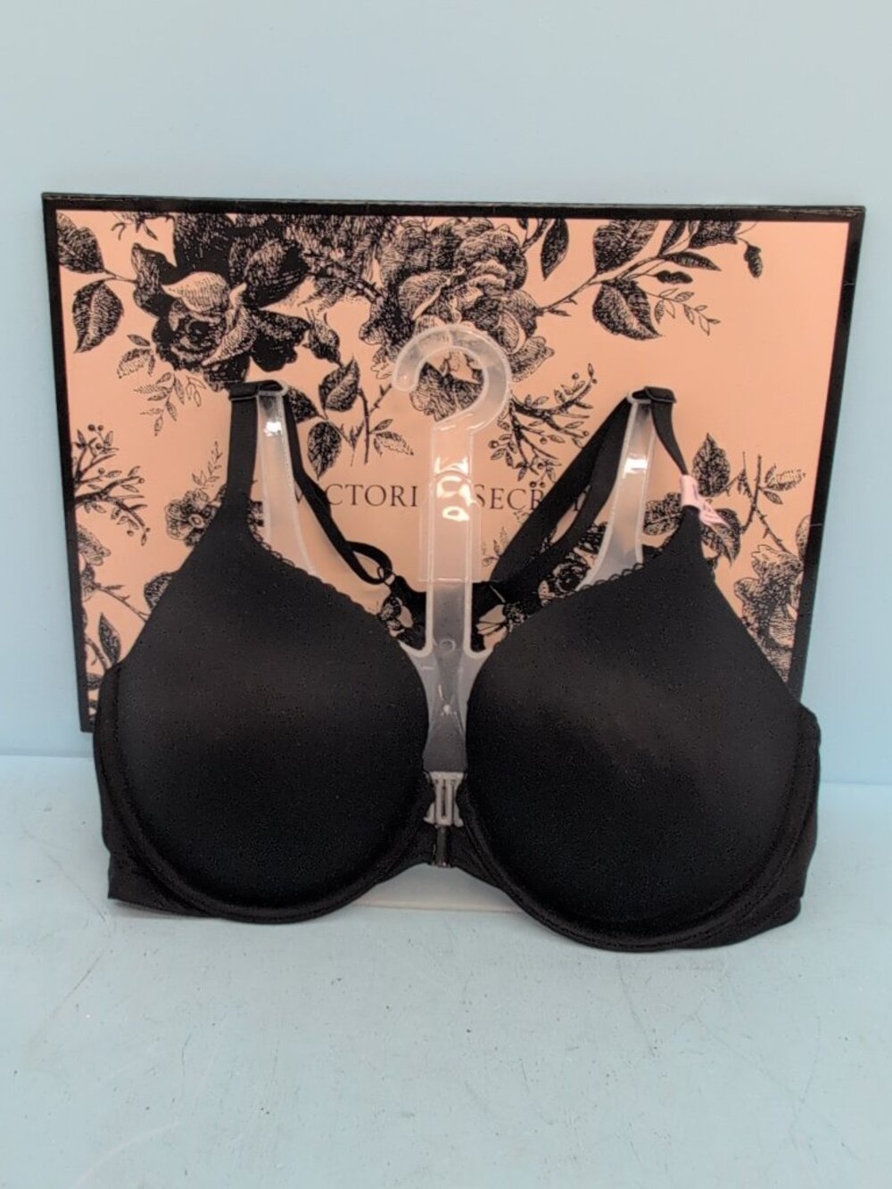 Victoria Secret Perfect Shape Lace Racerback Underwire Push Up Bra 36D Black